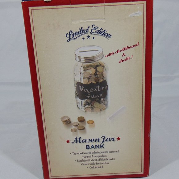 MASON JAR Bank with Chalkboard NIB Coin/Piggy Bank - Picture 1 of 2